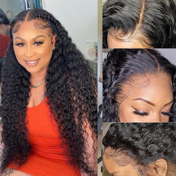 250% Density 13x6 HD Transparent Curly Lace Front Wig Human Hair Pre Plucked Glueless Kinky Curly Lace Front Wig Human Hair Wigs with Baby Hair Bleached Knotsigs For black Women(13x6 Lace Front Wig 26 Inch) - Image 4