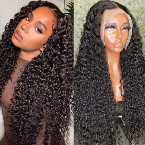 250% Density 13x6 HD Transparent Curly Lace Front Wig Human Hair Pre Plucked Glueless Kinky Curly Lace Front Wig Human Hair Wigs with Baby Hair Bleached Knotsigs For black Women(13x6 Lace Front Wig 26 Inch) - Image 2