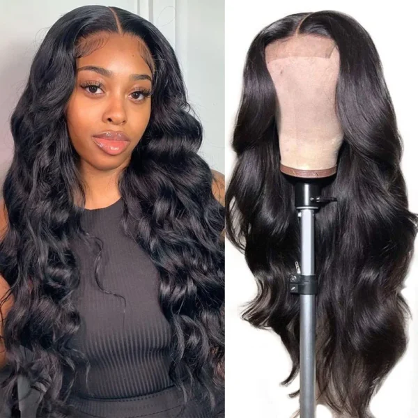 MDL Hair 28 inch 4x4 Lace Front Body Wave Human Hair Wigs Brazilian Virgin Hair 4x4 Lace Closure Wig 130% Density Pre Plucked Hairline Human Hair Lace Front Wigs With Baby Hair - Image 2