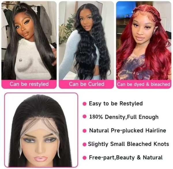 Maxine 30 Inch 5x5 HD Lace Closure Wigs Human Hair 180% Density 10A Brazilian Virgin Straight Lace Front Wigs Human Hair Pre Plucked With Baby Hair Glueless 5x5 Human Hair Wigs for Black Women - Image 5