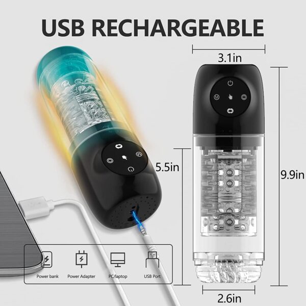 4 in 1 Upgraded Male Masturbator 4s Lockable Penis Pump One-click Release Vacuum Pumps 7 Rhythmic Suction 7 Smooth Rotation Automatic Male Masturbators Pocket Pussy Adult Sex Toys Men(Black) - Image 6