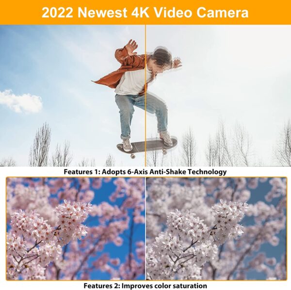 4K Video Camera Camcorder 48MP Ultra HD Video Camera Wifi Vlogging Camera for YouTube 16X Digital Video Camera with Microphone 6-Axis Anti-Shake IR Night Vision Video Recorder(2023 Newest 4K Plus) - Image 4