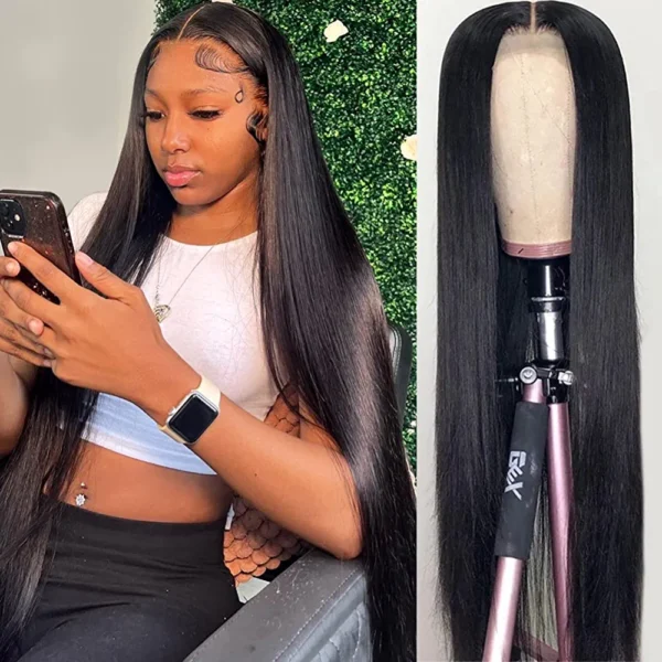 Maxine 30 Inch 5x5 HD Lace Closure Wigs Human Hair 180% Density 10A Brazilian Virgin Straight Lace Front Wigs Human Hair Pre Plucked With Baby Hair Glueless 5x5 Human Hair Wigs for Black Women