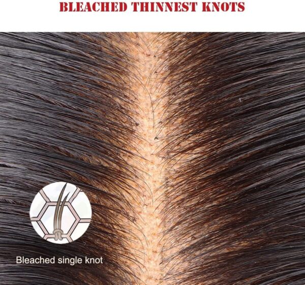 Docrit Clear 5x5 HD Lace Closure, Bleached Knots Hd Closure Undetectable Transparent Lace Closure Human Hair 0.11 mm Thin 5x5 Closure Pre Plucked Lace Closure Invisible Knots Straight Closure 14 Inch - Image 6