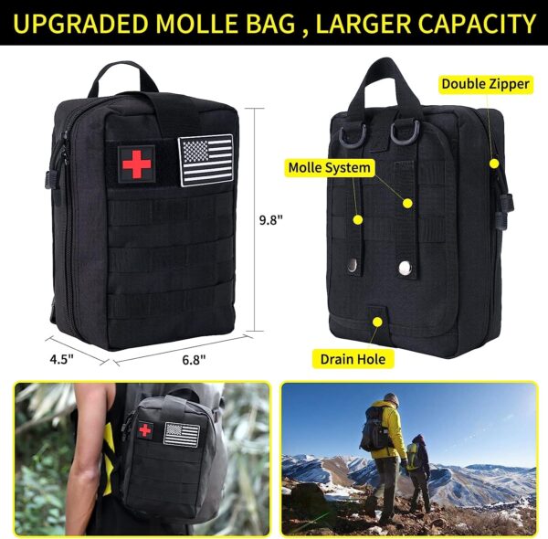 Survival Kit and First Aid kit, 160 Pcs Emergency Supplies Camping Accessories with Upgraded Molle Bag, Including Hatchet Shovel Pliers Lantern, Gifts for Men Outdoor Adventure Camping Hiking Hunting - Image 6