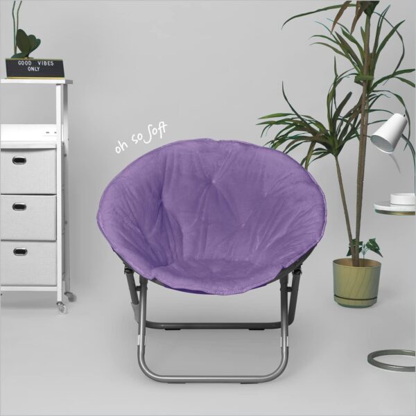 Urban Shop Faux Fur Saucer Chair, Purple - Image 2