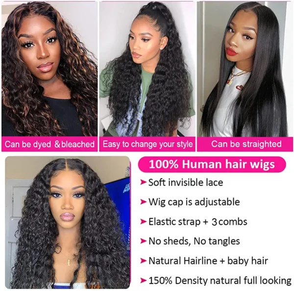 aliluner 36 inch Lace Front Wig Human Hair Straight 13X4 HD Lace Frontal Wigs Human Hair Pre Plucked with Baby Hair 180% Density Glueless Wigs for Black Women Human Hair Natural Color - Image 3