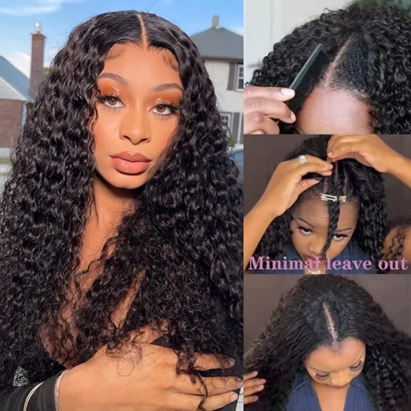 ISEE Hair 22 Inch Water Wave V Part Wig Human Hair No Leave Out Brazilian Glueless Curly Wave Upgrade U Part V Part Wigs for Black Women Human Hair 180% Density Natural Color - Image 6