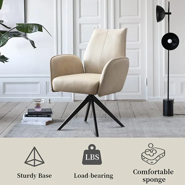 jiexi Modern Ergonomic Office Chair, Desk Chair no Wheels, Home Office Computer Desk Chair, Upholstered Swivel Accent Arm Chairs with Metal Legs, Desk Chair for Bedroom, Reception Room, Living Room - Image 4