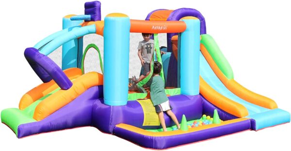 AirMyFun Inflatable Bounce House,Play House with Ball Pit,Inflatable Kids Slide with Air Blower,Jumping Bouncing House with Carry Bag