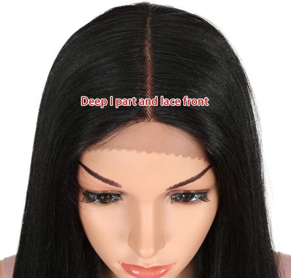 REMY FORTÉ 40 Inch Super Long Straight Lace Front Wigs for Women Heat Resistent Fiber Synthetic Wigs with 6" Deep T Part Lace Wigs for Party Cosplay Daily (6" Lace Front, Black Wigs) - Image 2