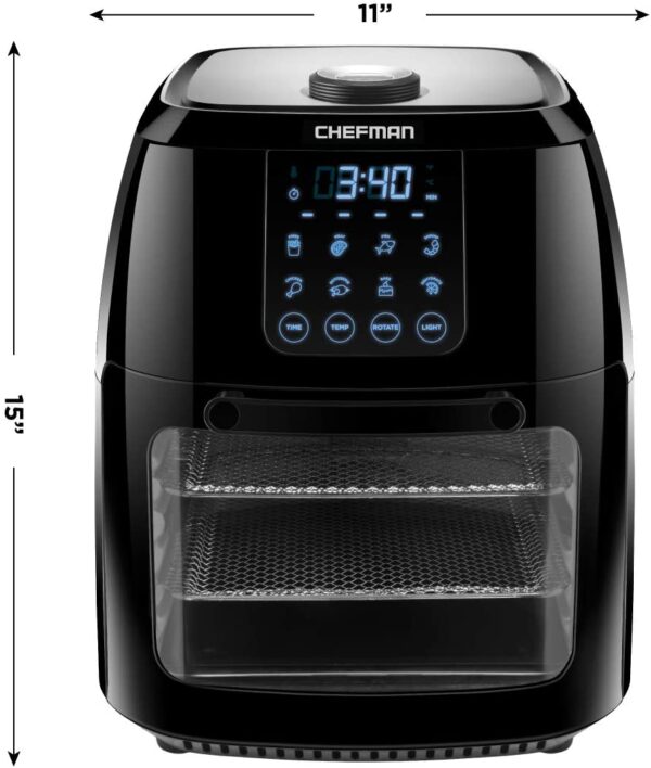 Chefman 6.3 Quart Digital Air Fryer+ Rotisserie, Dehydrator, Convection Oven, 8 Touch Screen Presets Fry, Roast, Dehydrate & Bake, BPA-Free, Auto - Image 3