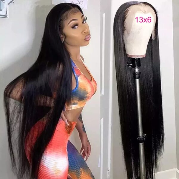 LOVEVOL 40 inch HD Lace Front Wigs Human Hair Pre Plucked 13x6 Deep Part Invisible Transparent Lace Frontal Wigs Human Hair 180 Density Straight Wigs For Black Women Natural Hairline with Baby Hair