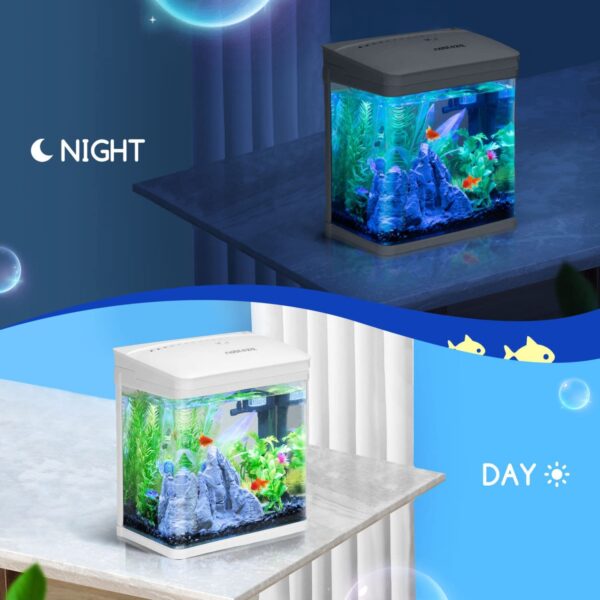 Nobleza Nano Fish Tank Aquarium with LED Lights & Filter System, Tropical Aquariums, - Image 3