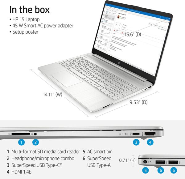 HP 15.6" Micro-Edge HD Laptop, Intel Core i3-1115G4 up to 4.1GHz (Beat i5-1035G4), 16GB RAM, 1TB PCIe SSD, Wi-Fi 6, Lightweight, Bluetooth, Webcam, Fast Charge, 11 Hours Battery Life, HDMI, Win11 - Image 6