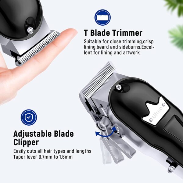 Ufree Professional Hair Clippers + T-Blade Hair Trimmer Cordless Barbers Clippers for Hair Cutting Kit,Wireless Hair Trimmer Set (Black) - Image 6