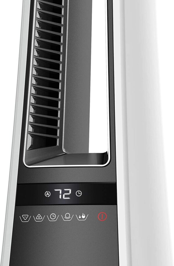 Lasko Oscillating Bladeless Ceramic Tower Space Heater for Home with Enhanced Safety, Adjustable Thermostat, Filter, Timer and Remote Control, 27 Inches, Silver, 1500W, AW300 - Image 3