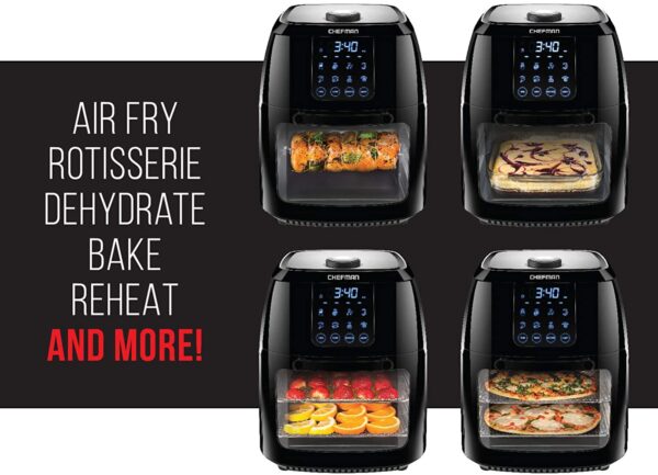 Chefman 6.3 Quart Digital Air Fryer+ Rotisserie, Dehydrator, Convection Oven, 8 Touch Screen Presets Fry, Roast, Dehydrate & Bake, BPA-Free, Auto - Image 5