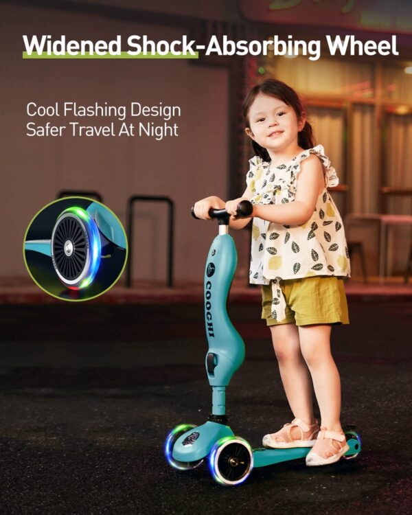 COOGHI Toddler Scooter, 3-in-1 Kids Scooter with Flashing Wheels, Adjustable Parent Push Bar & Seat & Handlebar, 3 Wheel Scooter for Kids Ages 1-5 - Image 4