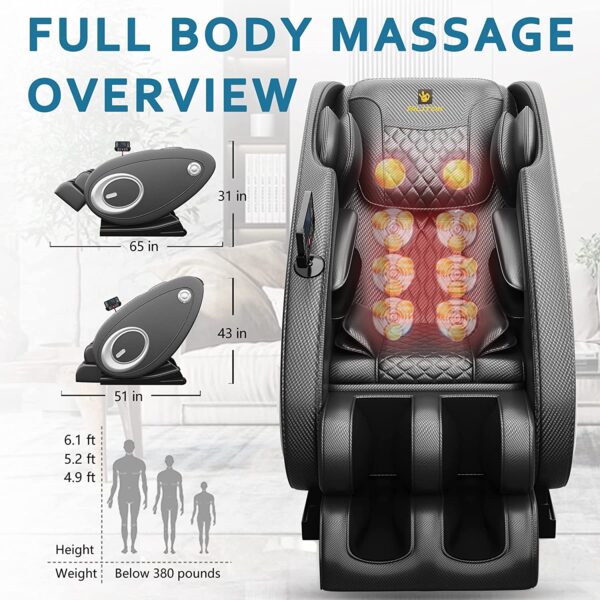 Massage Chair Blue-Tooth Connection and Speaker, Recliner with Zero Gravity with Full Body Air Pressure, Easy to Use at Home and in The Office(Black) - Image 4