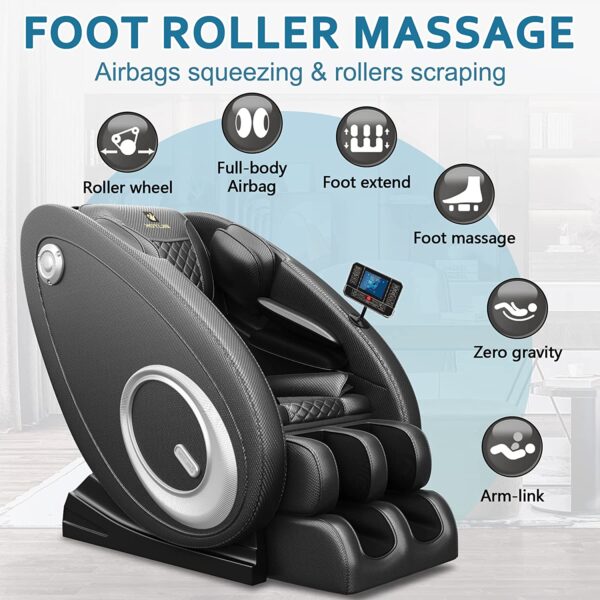 Massage Chair Blue-Tooth Connection and Speaker, Recliner with Zero Gravity with Full Body Air Pressure, Easy to Use at Home and in The Office(Black) - Image 2