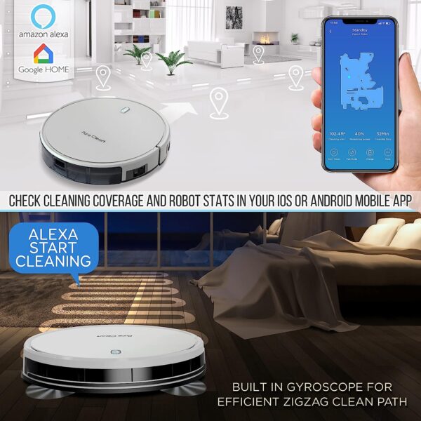 Robot Vacuum&Mop Combo Robotic Floor Cleaner Machine Automatic Cleaning Robo Vac Mopping Aspiradora Smart App Alexa Gyroscope Navigation Technology for Home Carpet Hard Wood Tile Pet Hair - Image 4