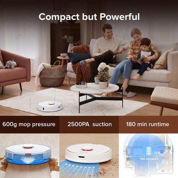 roborock S7 Robot Vacuum and Mop, 2500PA Suction & Sonic Mopping, Robotic Vacuum Cleaner with Multi-Level Mapping, Works with Alexa, Mop Floors and Vacuum Carpets in One Clean, Perfect for Pet Hair - Image 7