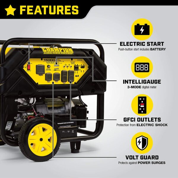 Champion Power Equipment 100111 15,000/12,000-Watt Portable Generator with Electric Start and Lift Hook - Image 3