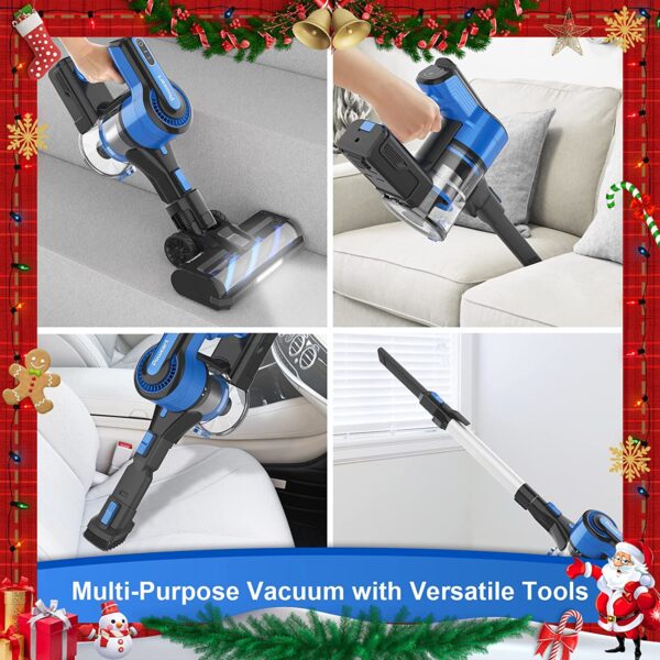 POWEART Cordless Vacuum Cleaner, Lightweight Cordless Stick Vacuum with 26Kpa 350W Powerful Suction, 6-in-1 Self-Standing Rechargeable Battery Vacuum Up to 45mins Runtime for Hardfloor Carpet Pet Hair - Image 5