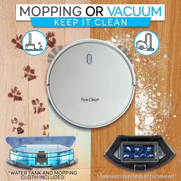 Robot Vacuum&Mop Combo Robotic Floor Cleaner Machine Automatic Cleaning Robo Vac Mopping Aspiradora Smart App Alexa Gyroscope Navigation Technology for Home Carpet Hard Wood Tile Pet Hair - Image 2