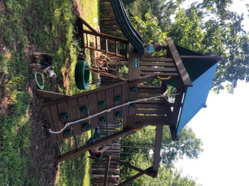 Creative Playthings Northbridge Pack 4 Wooden Swing Set (Made in The USA) for Ages 2 -12 Yrs, with Climbing Wall for Kids, Playground Swings and Slide, Monkey Bars, Tire Swing 22 x 12 x 11ft photo review