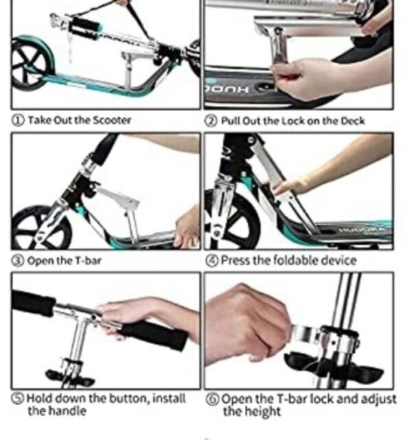 HUDORA 205 – Folding scooter for adults, 2 large polyurethane wheels - Image 4