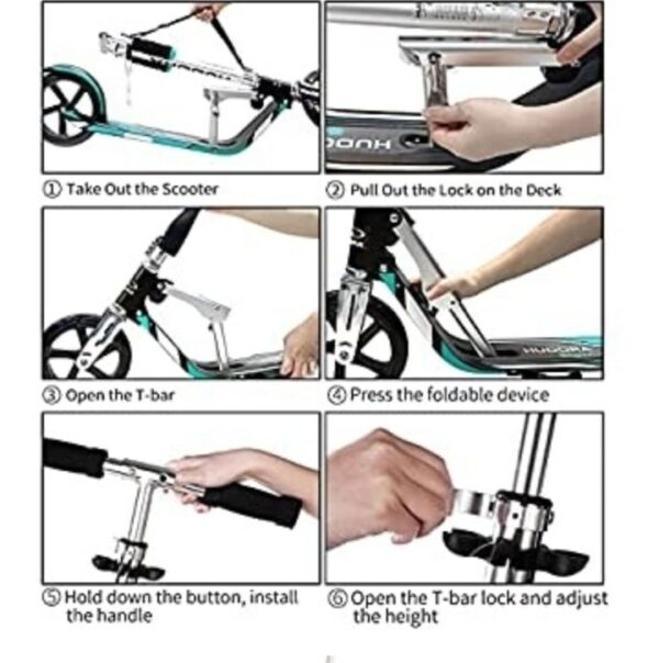 HUDORA 205 – Folding scooter for adults, 2 large polyurethane wheels - Image 3