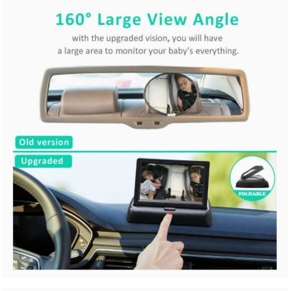 RYBPVC Baby Car Mirror, UPGRADED Baby Monitor with Infrared Night Vision for Rear Facing Seat Safely Car Seat Mirror with 360° Adjustable Fisheye Camera to Observe Infant/Toddler/Children - Image 3