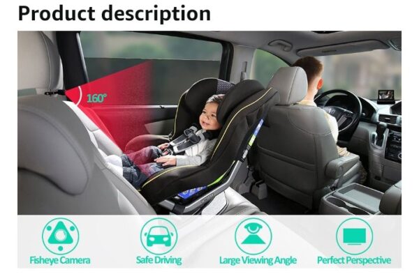 RYBPVC Baby Car Mirror, UPGRADED Baby Monitor with Infrared Night Vision for Rear Facing Seat Safely Car Seat Mirror with 360° Adjustable Fisheye Camera to Observe Infant/Toddler/Children - Image 7