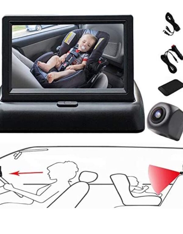 RYBPVC Baby Car Mirror, UPGRADED Baby Monitor with Infrared Night Vision for Rear Facing Seat Safely Car Seat Mirror with 360° Adjustable Fisheye Camera to Observe Infant/Toddler/Children