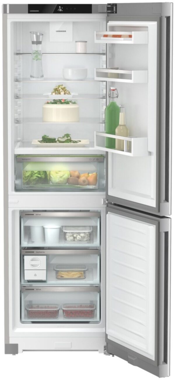 185cm Tall, 60cm Wide Frost Free Fridge Freezer In Silver - Image 3