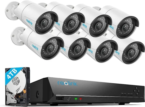 REOLINK 16CH 5MP Home Security Camera System, 8pcs Wired 5MP Outdoor PoE IP Cameras with Person Vehicle Detection, 4K 16CH NVR with 4TB HDD for 24-7 Recording, RLK16-410B8-5MP