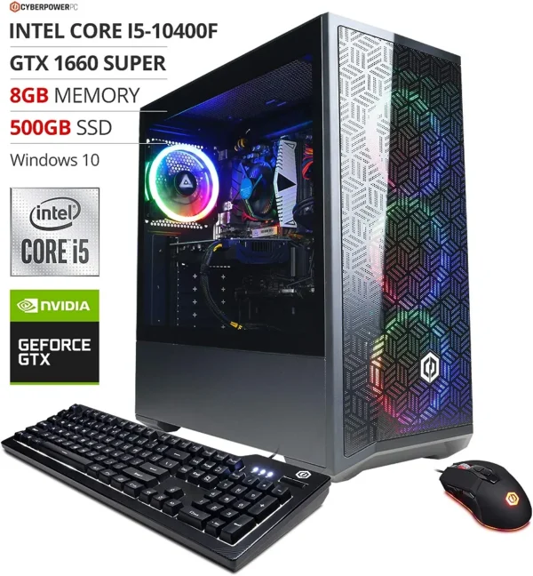 CyberpowerPC Gamer Xtreme VR Gaming PC, Intel i5-10400F 2.9GHz, GeForce GTX 1660 Super 6GB, 8GB DDR4, 500GB NVMe SSD, Wi-Fi Ready & Windows 10 Home (GXiVR8060A10) - Image 5