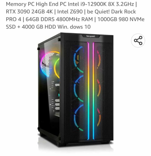 shinobee High-End Gaming PC AMD Ryzen 7 5700X 16 Threads 4.60GHz • Windows 11 • Nvidia GeForce RTX 4070 Ti 12GB • 32GB 3000MHz DDR4 • 1000GB M.2 SSD • WLAN • Gamer PC Computer #7165 See less - Image 2