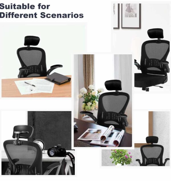 Office Chair Ergonomic Desk Chair Comfort Adjustable Height with Wheels，Lumbar Support Mesh Swivel Computer Home Office Study Task Chair - Image 3