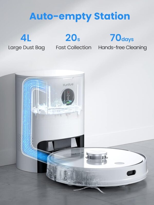 HONITURE Robot Vacuum and Mop Combo, Self Emptying Vacuum Cleaner with 3500Pa Max Suction, Robotic Vacuum Cleaner with LiDAR Navigation, Good for Pet Hair, Carpets, Hard Floors, Self-Charging, Q6 Pro See less - Image 2