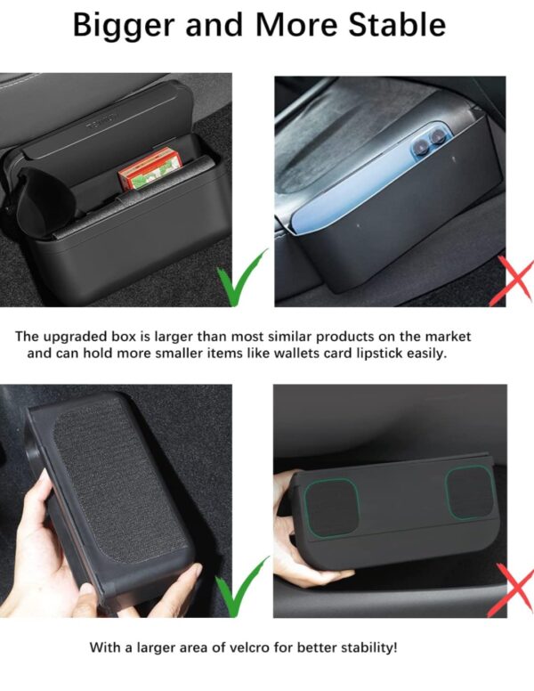 FanpBow [Upgrated Center Console Side Storage Box Holder for Sunglass Phone Card, Universal Velcro TPE Storage Box for All Flocking Surfaces - Image 6