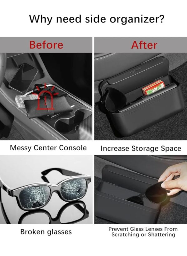 FanpBow [Upgrated Center Console Side Storage Box Holder for Sunglass Phone Card, Universal Velcro TPE Storage Box for All Flocking Surfaces - Image 4