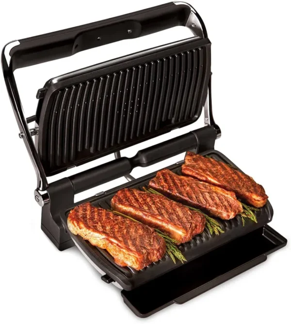 All-Clad AutoSense Stainless Steel Indoor Grill, Panini Press XL Automatic Cooking 1800 Watts Smokeless, Removable Plates, Dishwasher Safe - Image 3