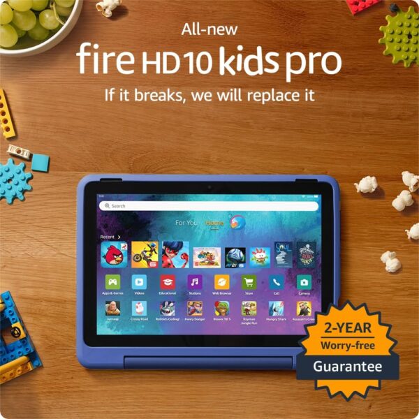 Fire HD 10 Kids Pro tablet - ages 6-12 - 2023 | 10.1" HD screen | Slim case, big screen, big battery made for big kids, big fun. 32 GB, Nebula