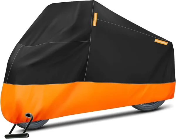 Motorcycle Cover, XXX-Large Waterproof Motorbike Cover Outdoor Indoor Scooter Shelter Protection with 4 Reflective Strips for Harley Davidson, Honda, Suzuki, Kawasaki, Yamaha