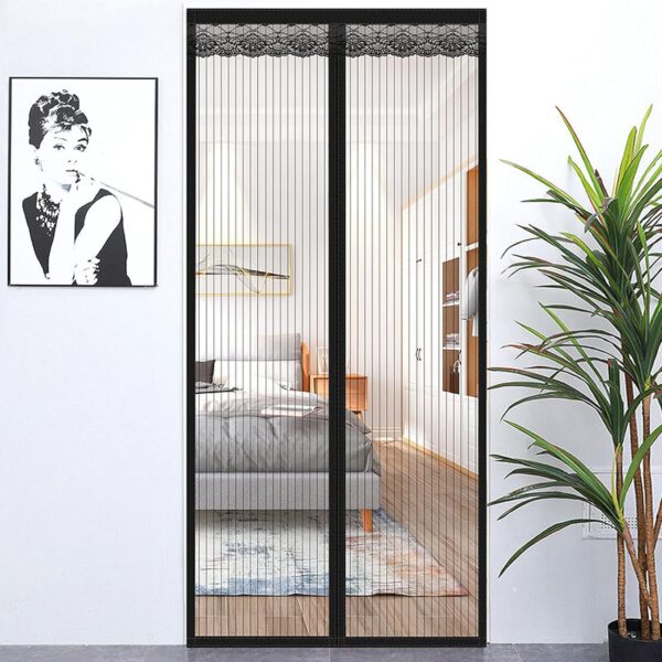 NMG Durable Full Frame Seal Fly Screen Magnet, Velcro Tape Adhesive Mounting Fly Screen Magnet for Bedroom Corridors Kitchen Balcony Door Black 90 x 200 cm