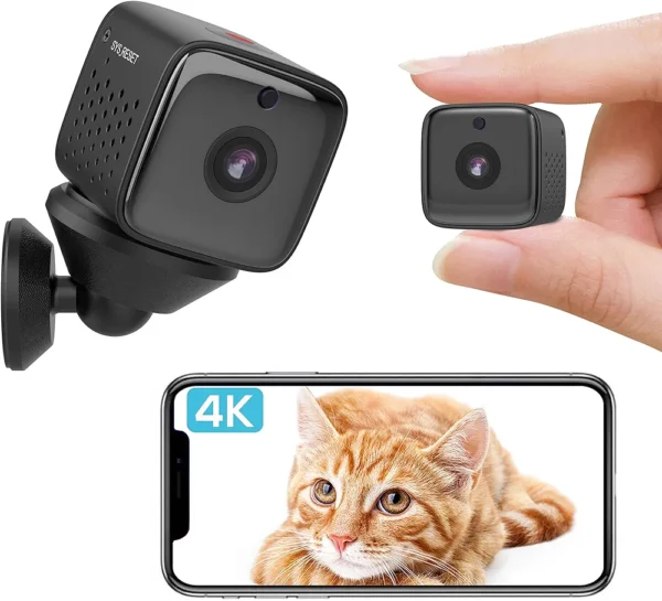 [New] 4K Mini WIFI Spy Cameras | Portable | Baby Pet Cam | Integrated Battery | Night Vision | Motion Detection | Cloud/TF card Recording | Easy 2.4G Setup