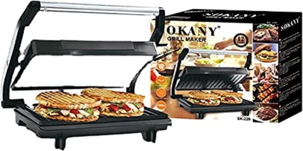 Sokany Grill Sandwich Maker, 1200 Watt, Black - SK-220